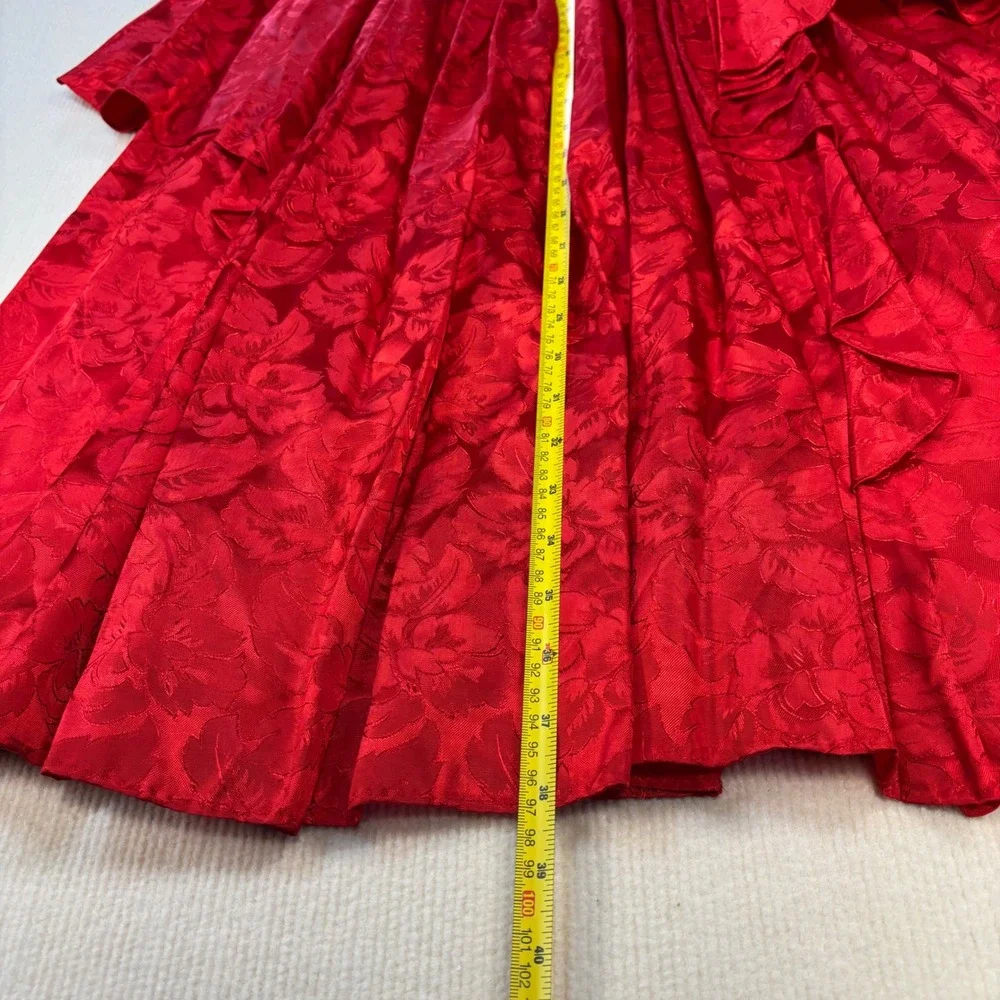 Vintage Red Floral Jacquard Off Shoulder Basque Waist Goth Renaissance‎ Dress